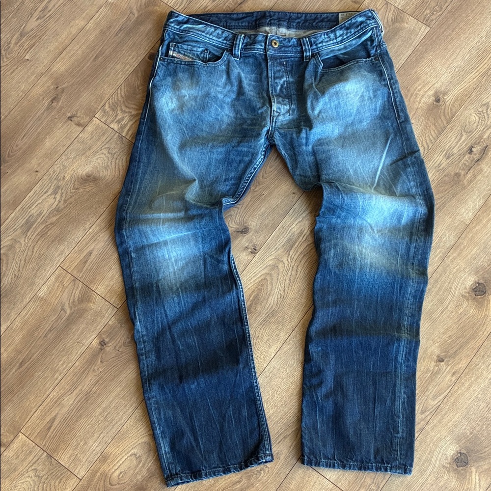 Diesel Men's Faded Blue Straight Jeans